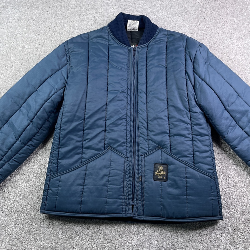 Vintage‎ RefrigiWear Jacket Mens Medium Blue Quilted Full Zip Made In USA 90s